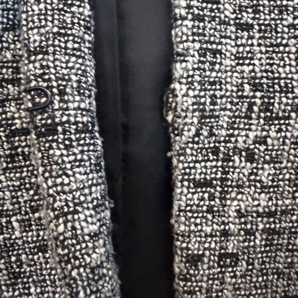 H&M Womens Black & White Tweed Blazer Jacket Size 4 Polyester Blend Hook Closure - Picture 4 of 7